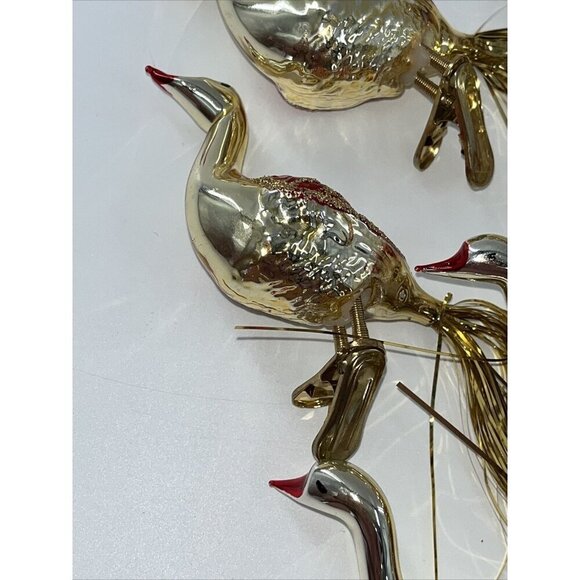 Glass Victorian Bird Goose Duck German Glass Christmas Ornament Clip Lot of 16 - Picture 5 of 10
